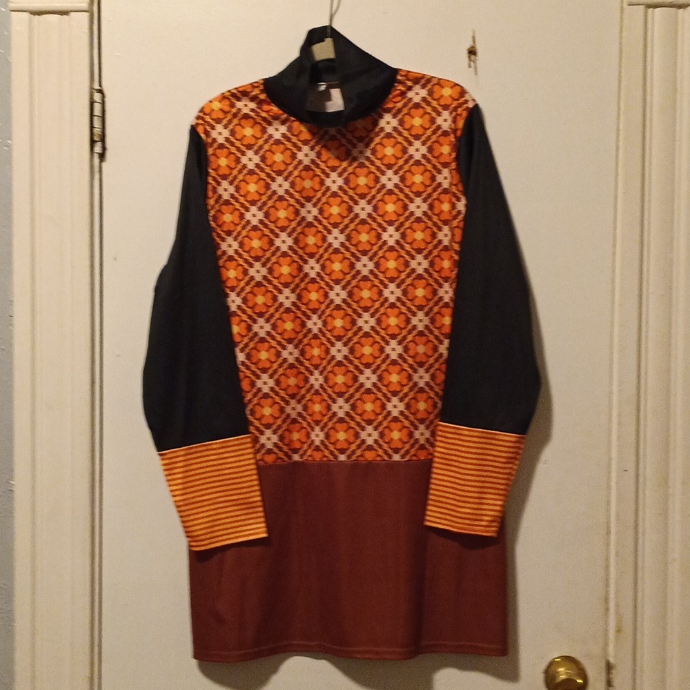 Miss Look black, brown, and patterned dress. Size (5X more like 3X/4X).